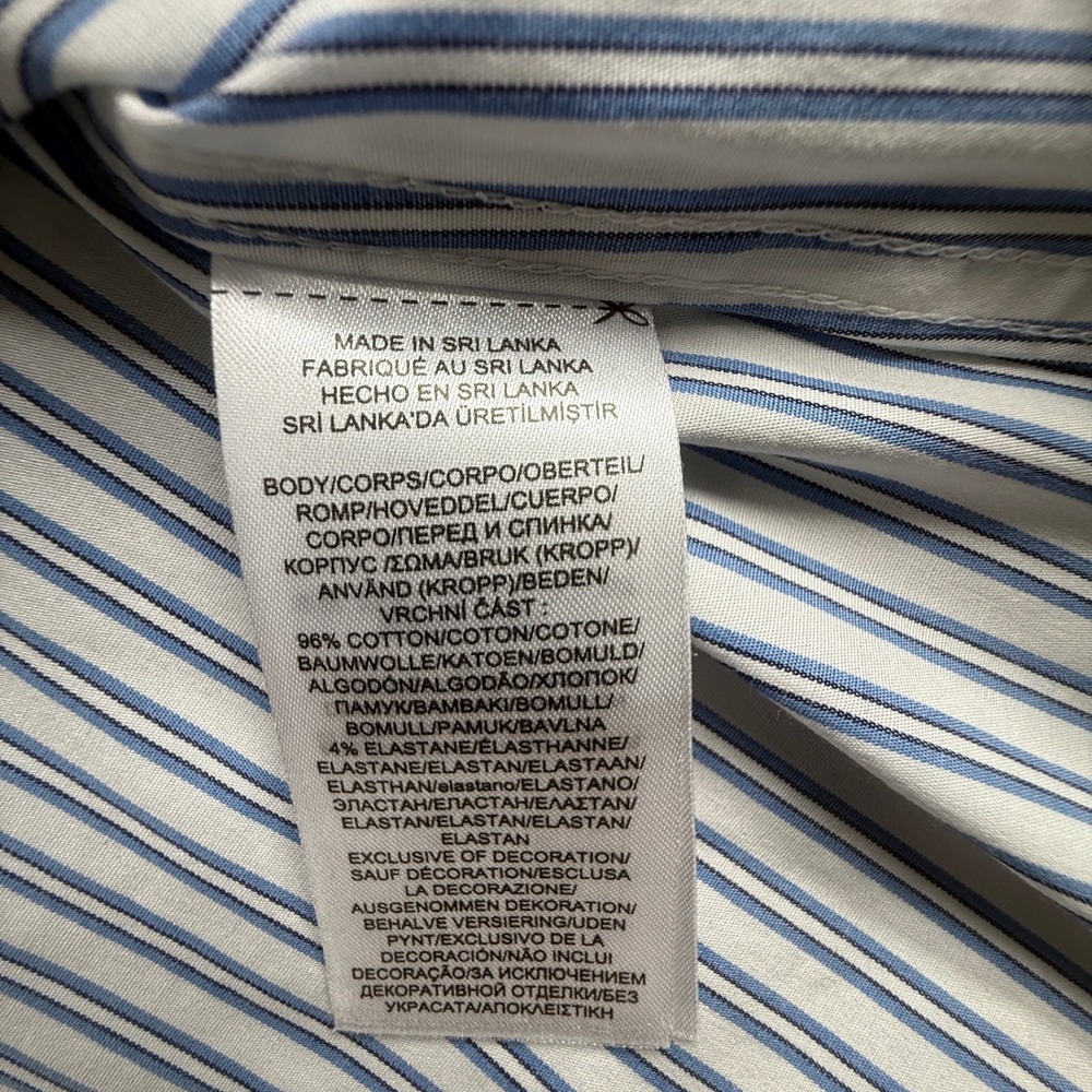 Lauren Ralph Lauren Womens Blue White Striped Stretch Non Iron Button Down Shirt - Picture 6 of 9
